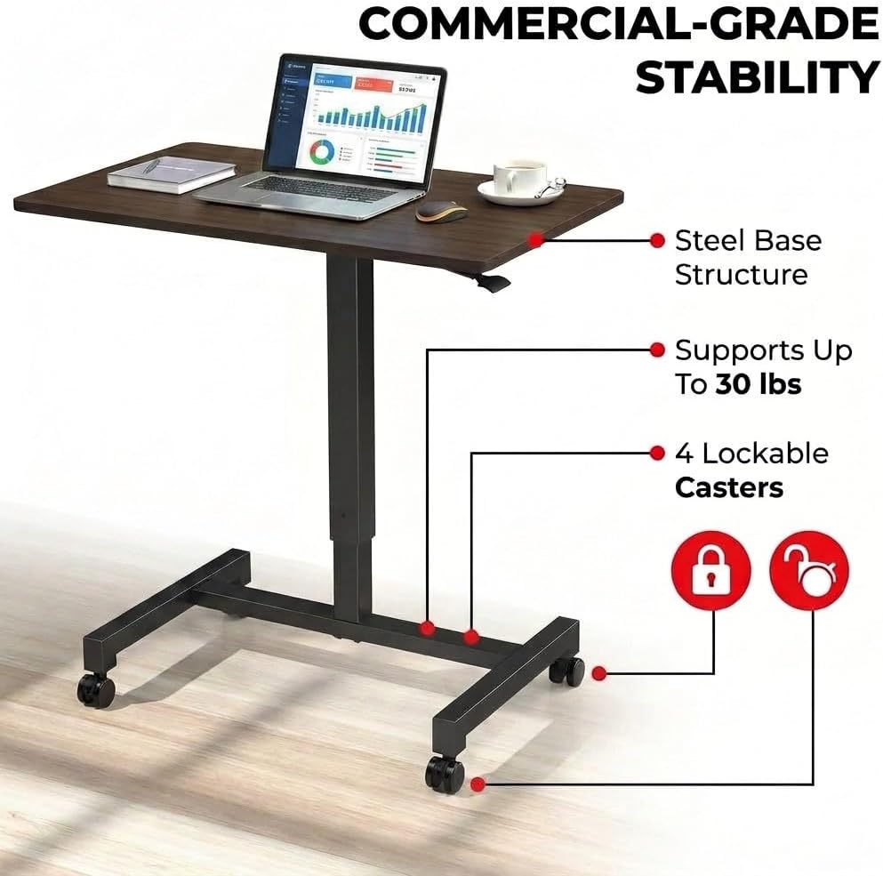 Portable Wheeled Adjustable Laptop Desk