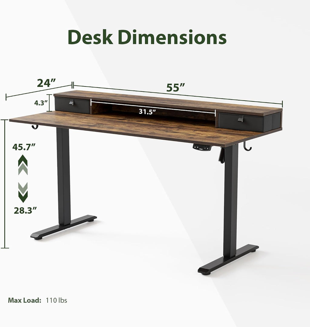 Electric Standing Desk With Storage Drawers