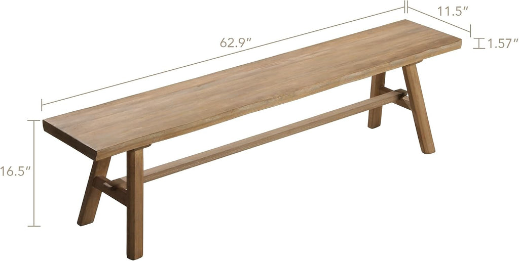 Solid Wood Rustic Farmhouse Bench