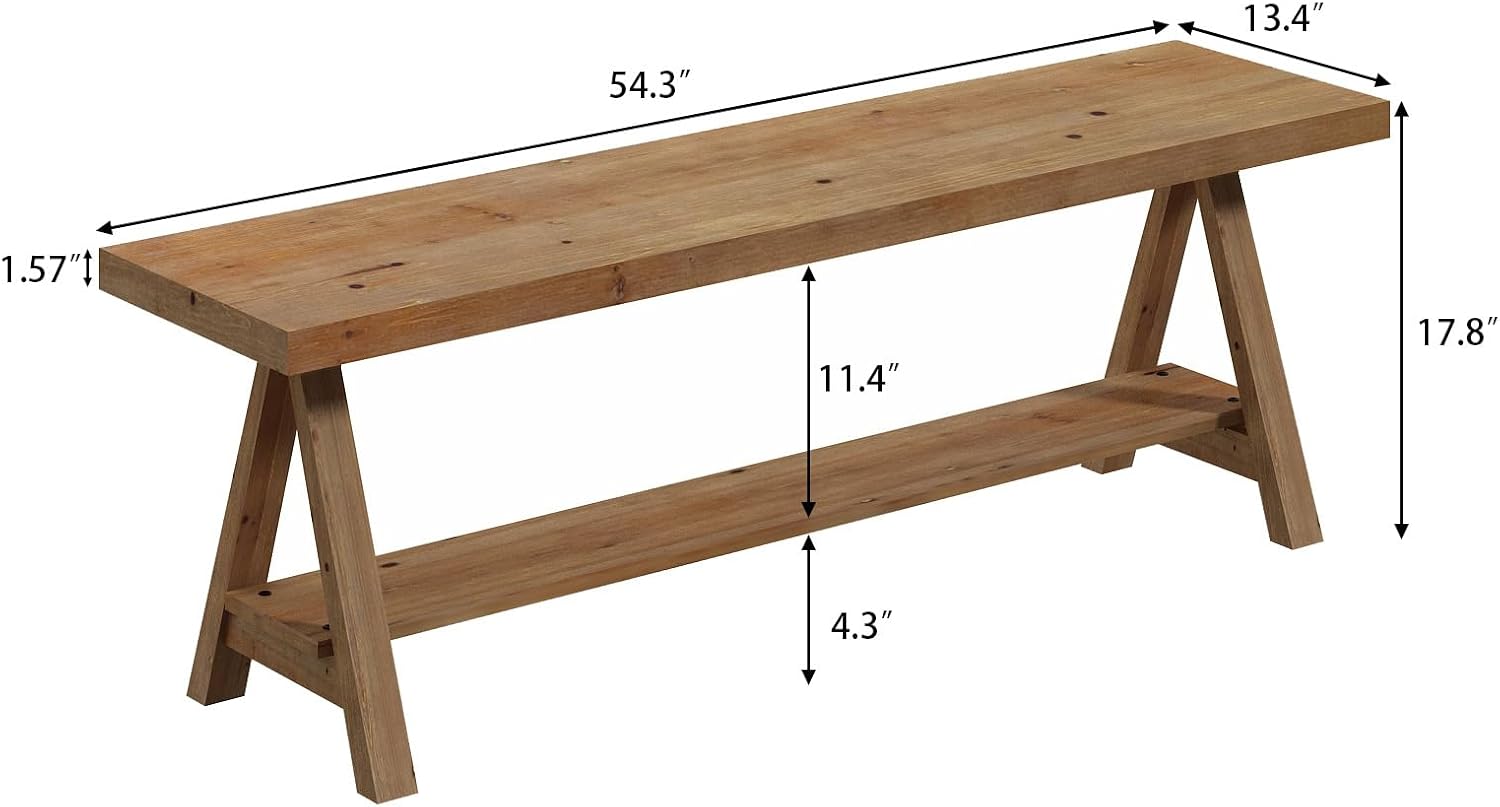 Wood Bench With Shoe Storage Shelf