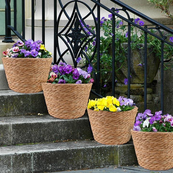 Four Lined Seagrass Plant Baskets