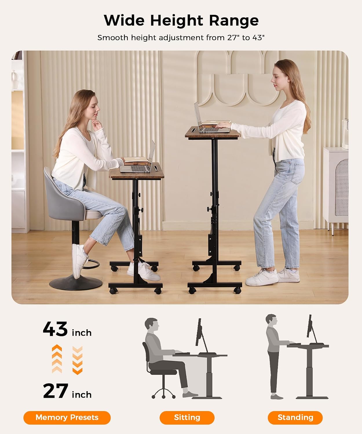 Mobile Height Adjustable Standing Desk