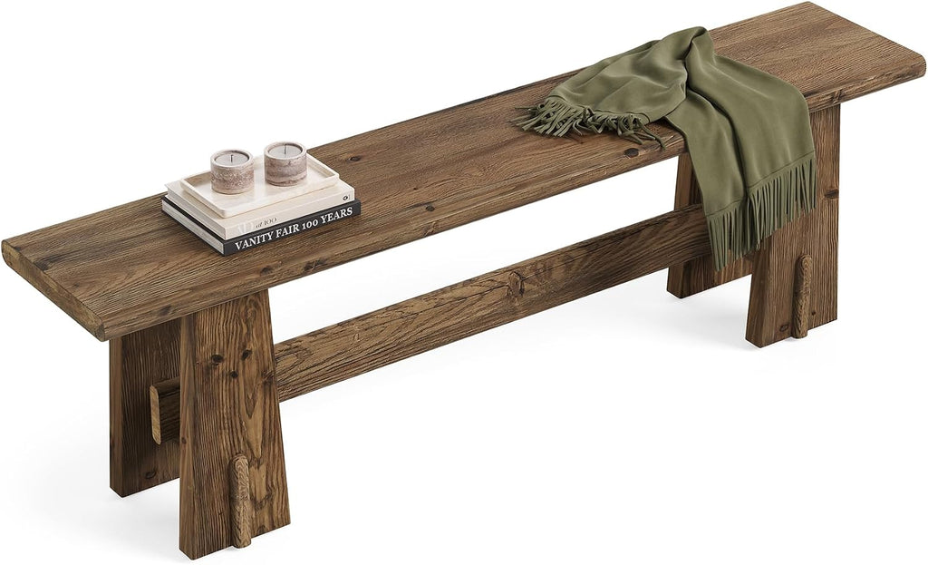 Retro Rustic Solid Wood Long Bench