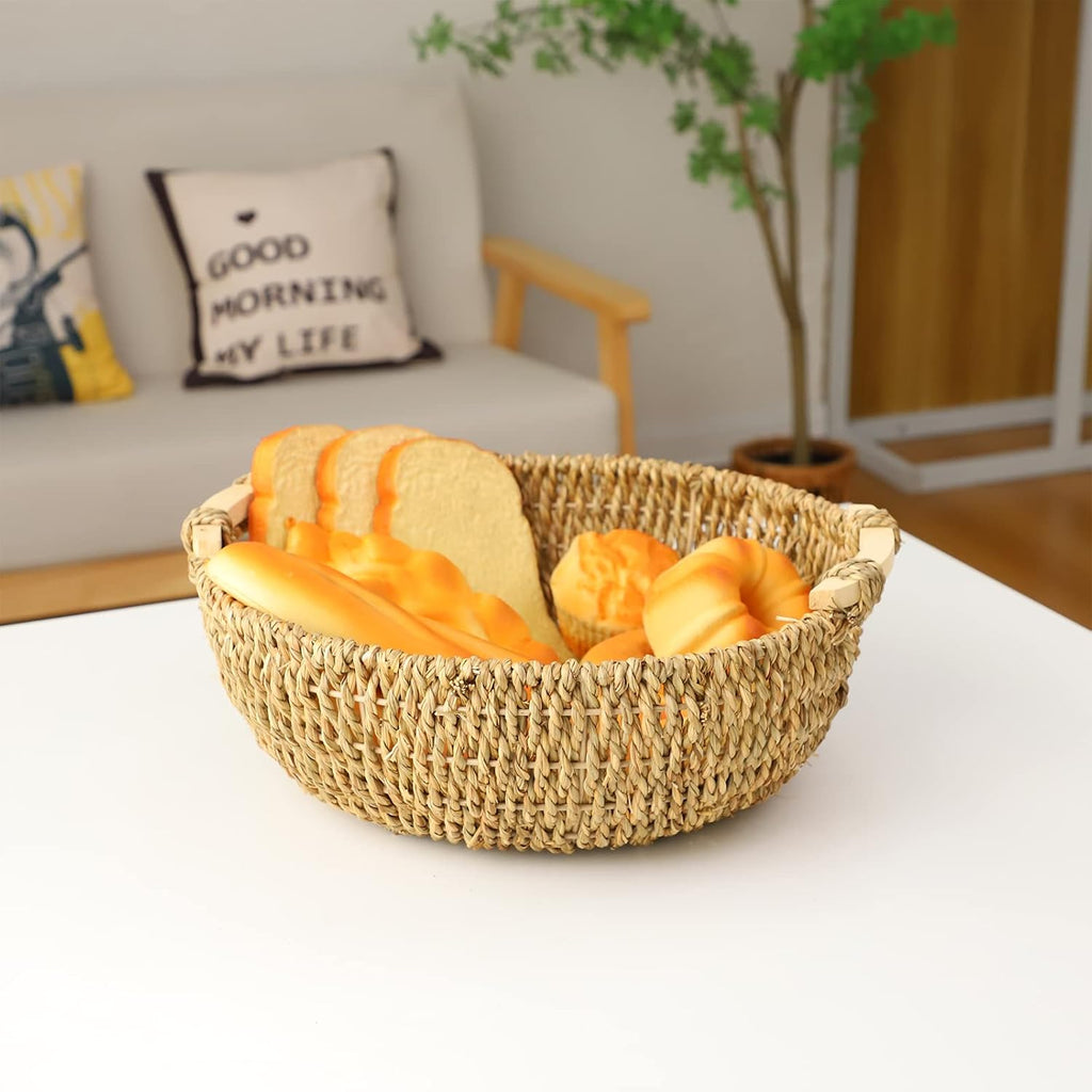 Round Handwoven Seagrass Fruit Basket