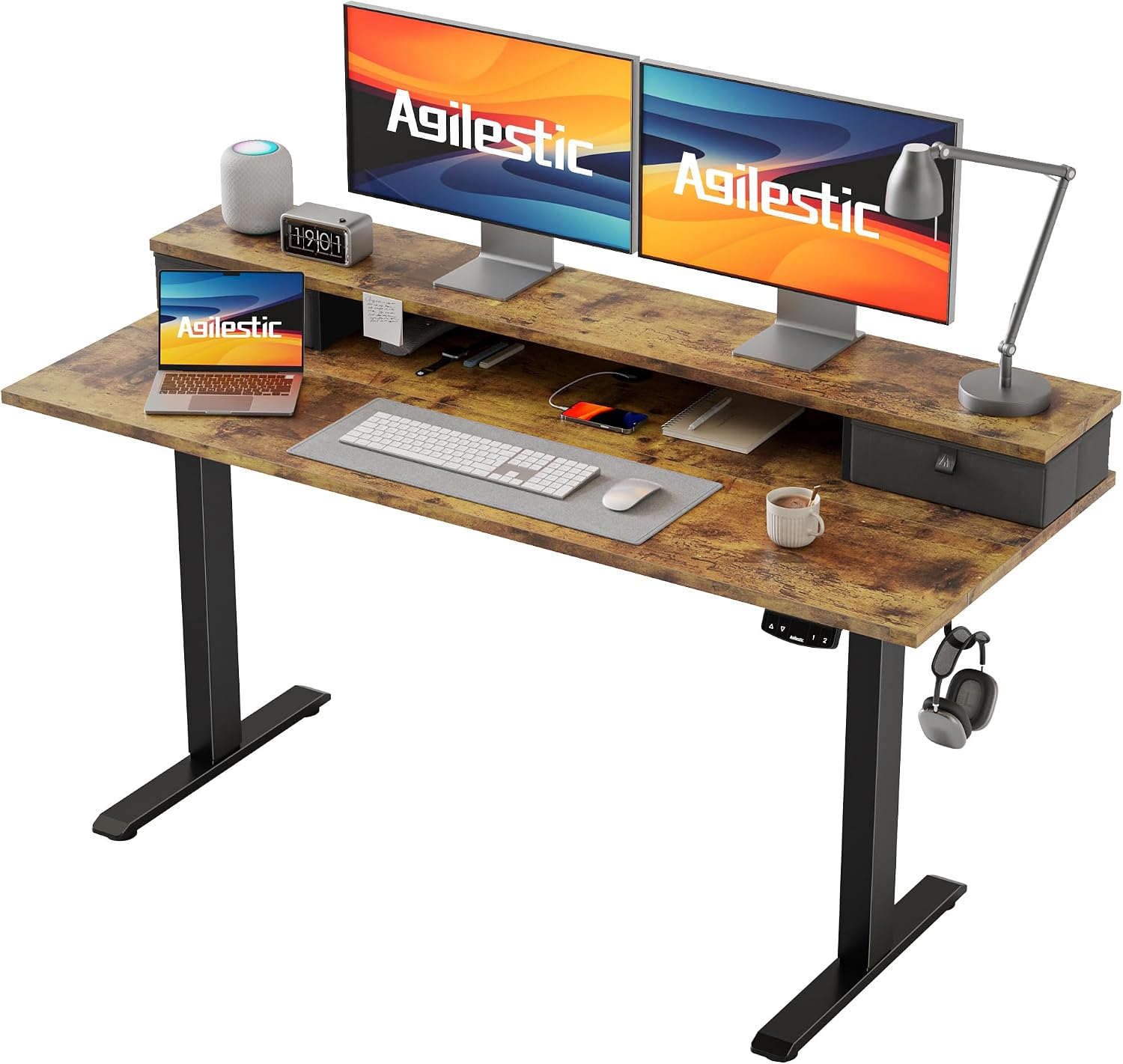 Electric Standing Desk With Storage Drawers