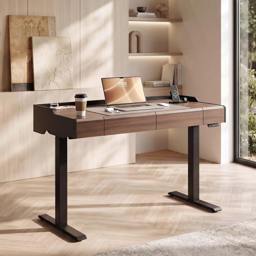 Height Adjustable Desk With Drawer Storage
