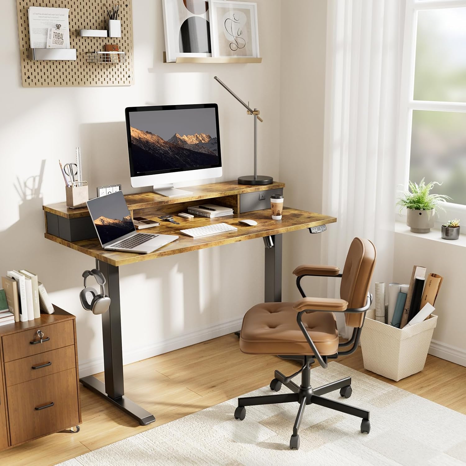 Electric Standing Desk With Storage Drawers