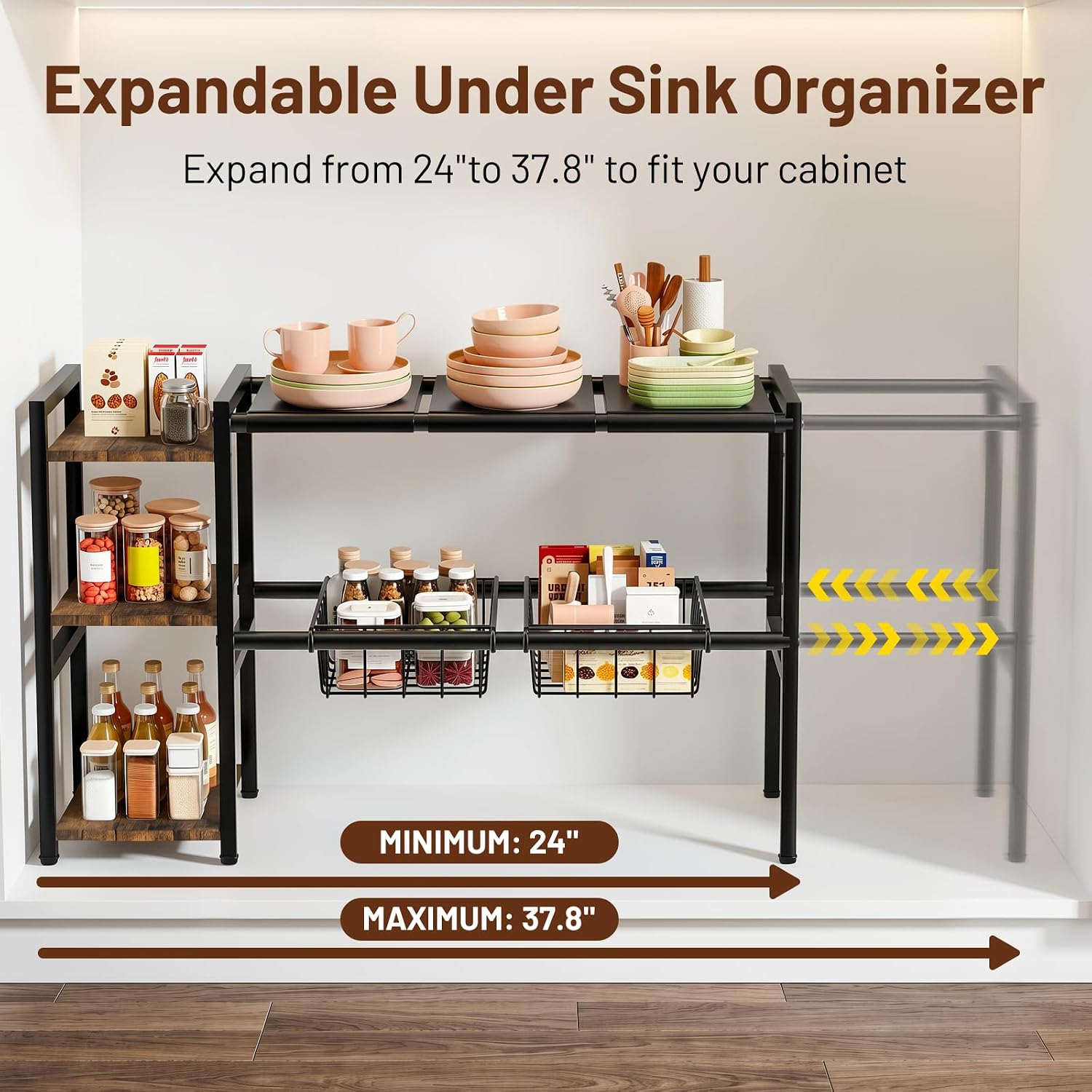 Expandable 3-Tier Sink Storage Rack