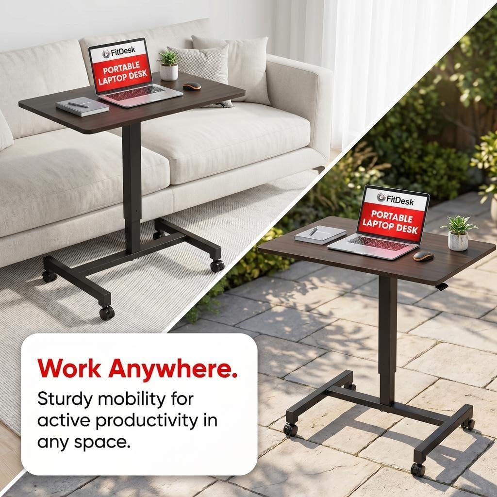 Portable Wheeled Adjustable Laptop Desk