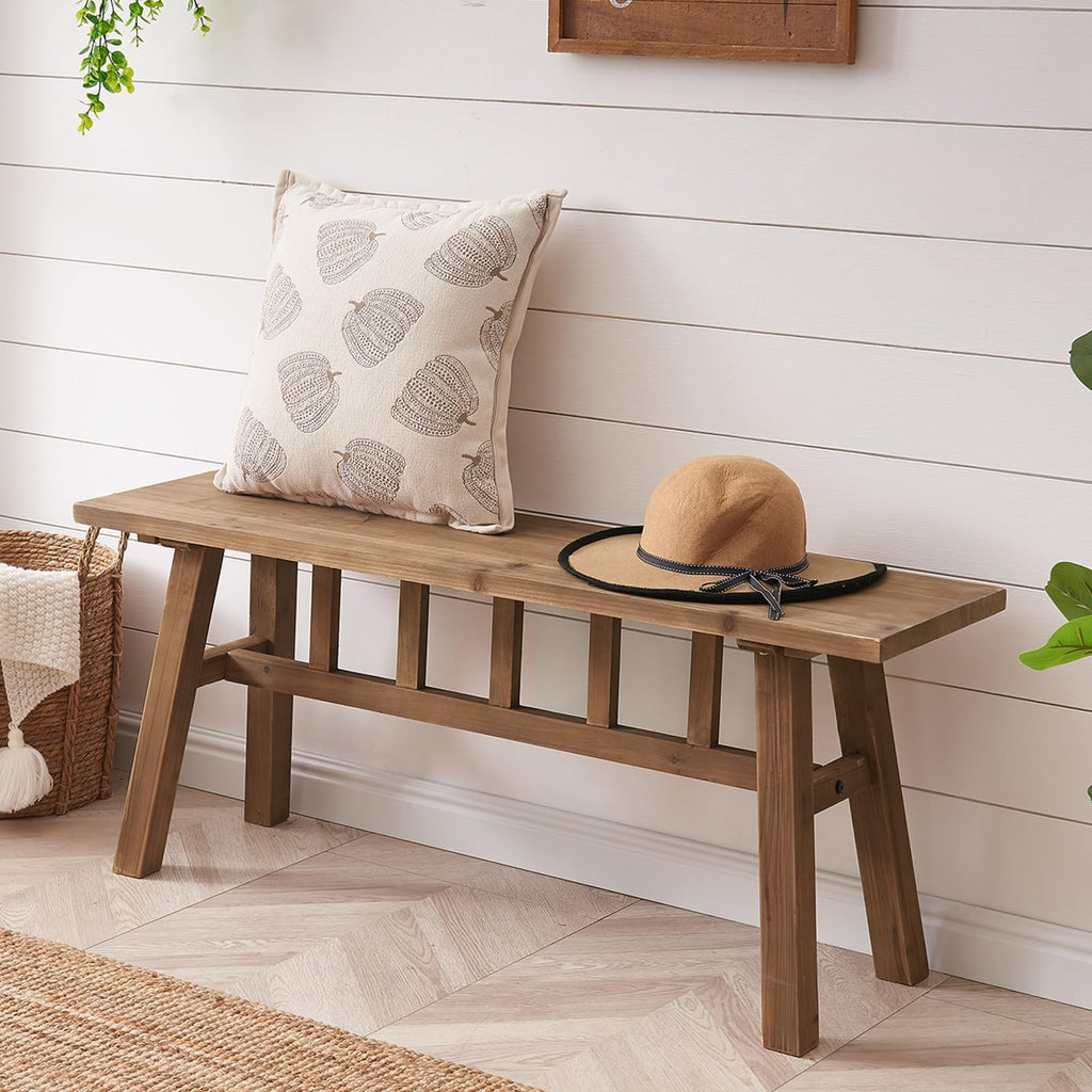 Handcrafted Rustic Solid Wood Bench