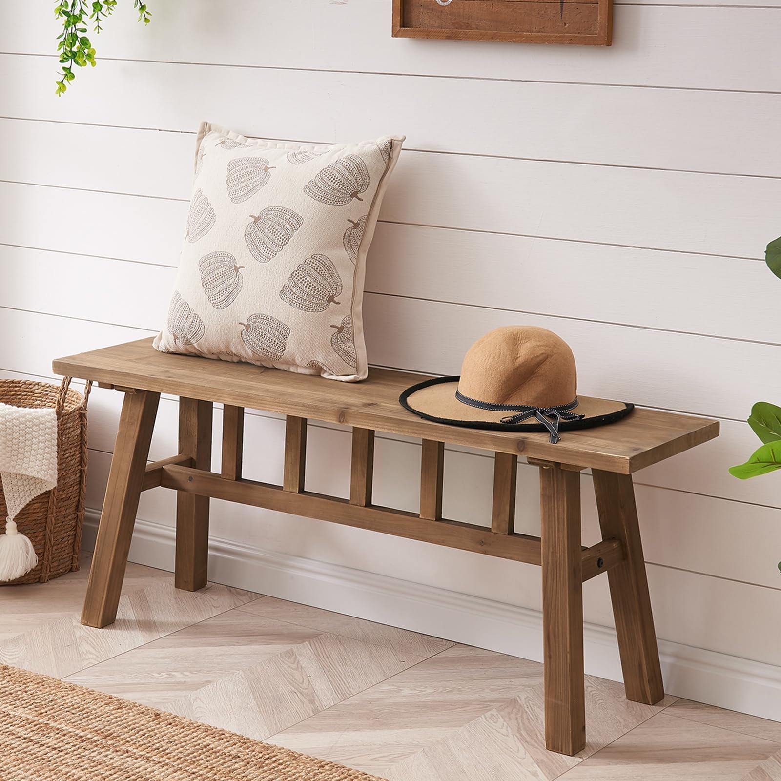 Handcrafted Rustic Solid Wood Bench