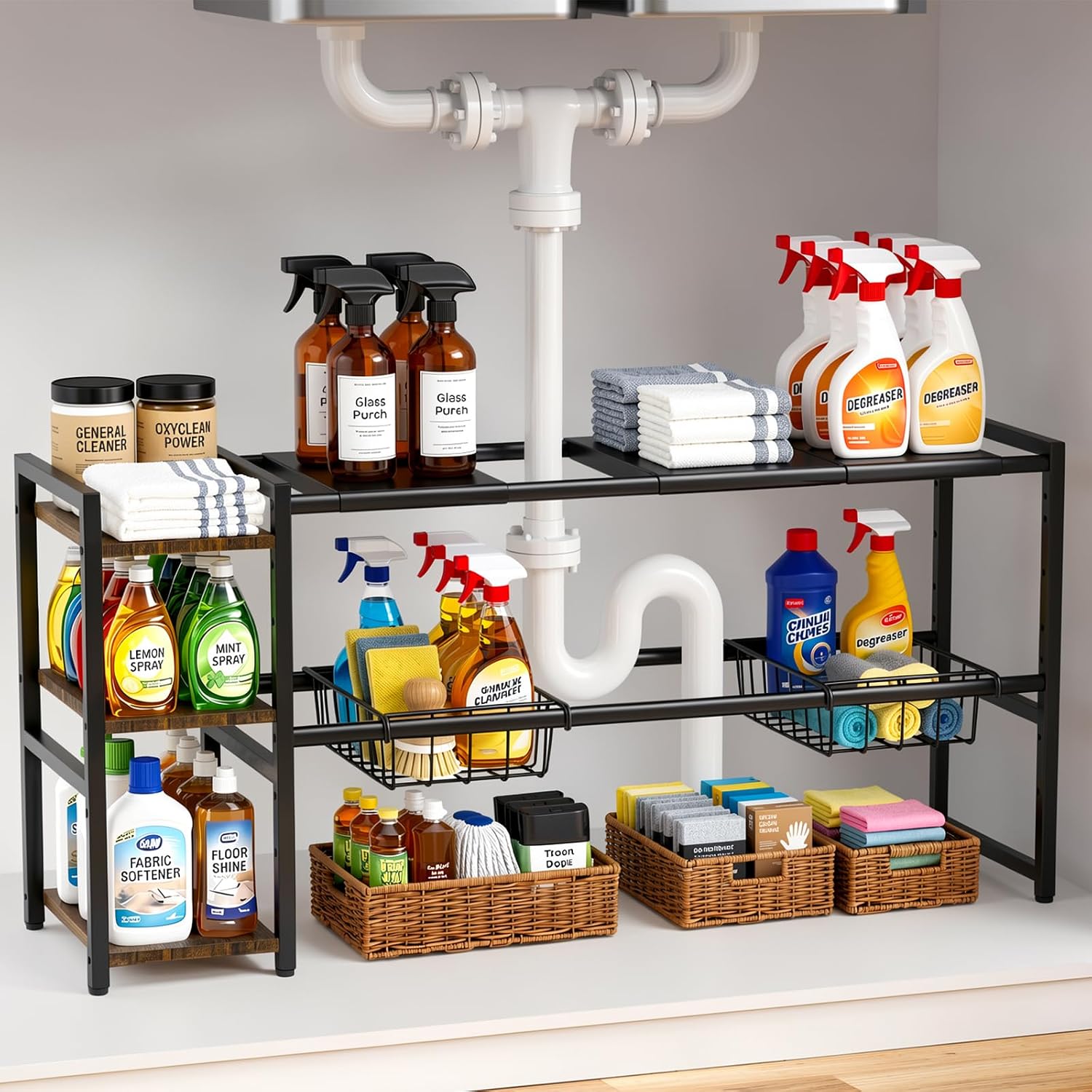 Expandable 3-Tier Sink Storage Rack