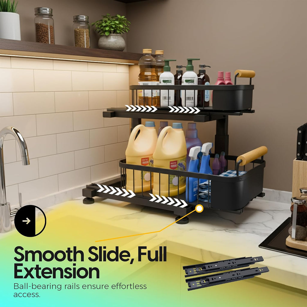 Two Tier Pull Out Sink Storage Baskets