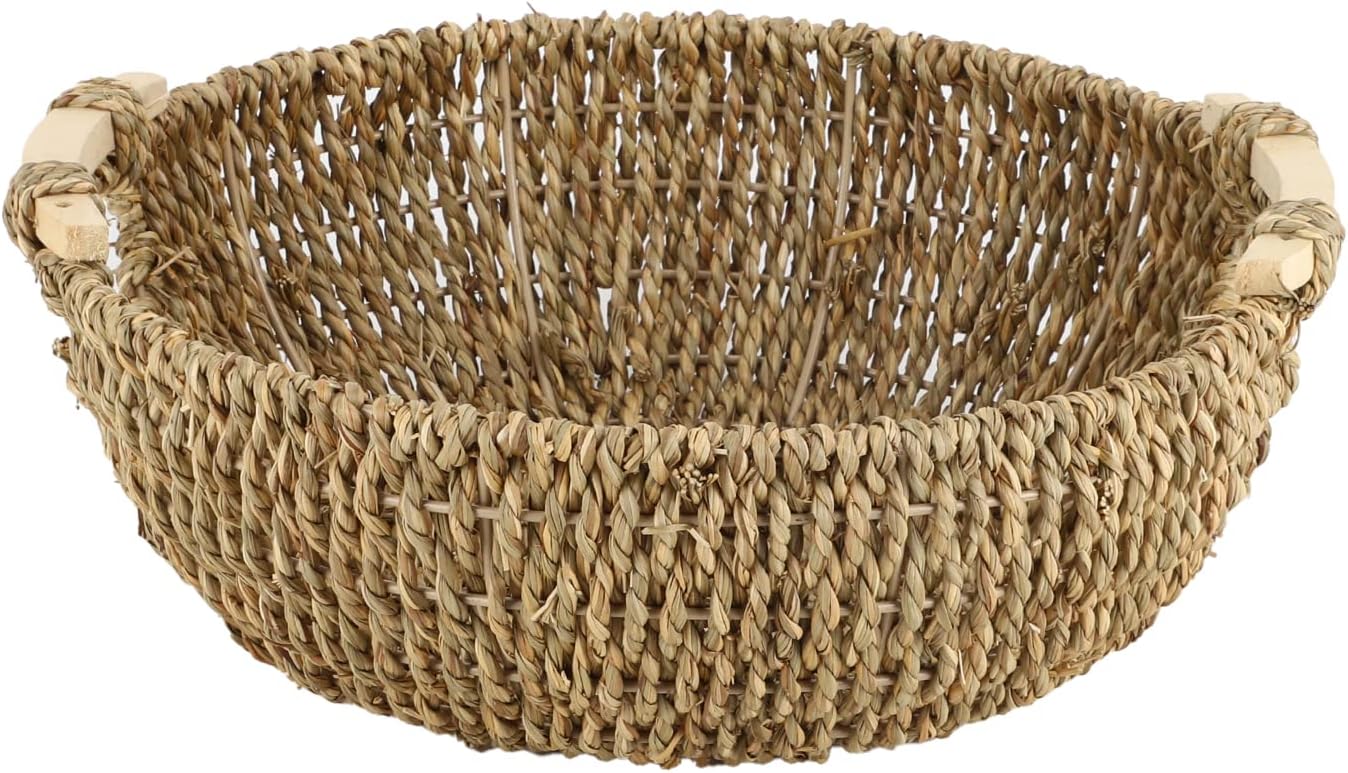 Round Handwoven Seagrass Fruit Basket