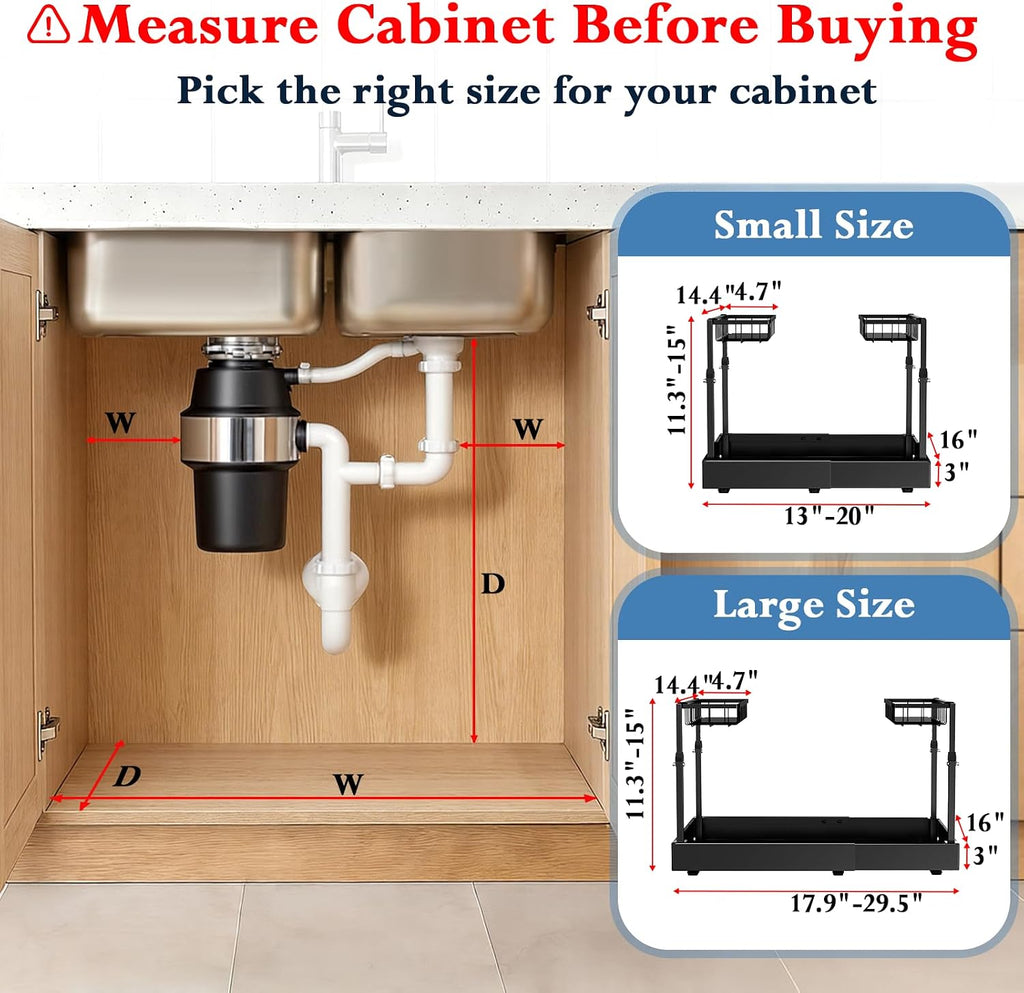 Expandable 2-Tier Sink Storage Shelf