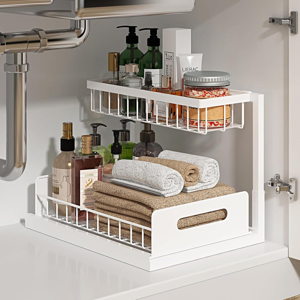 L Shaped Two Tier Sink Storage Rack