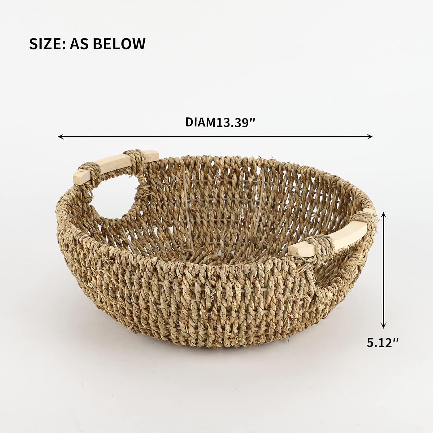 Round Handwoven Seagrass Fruit Basket