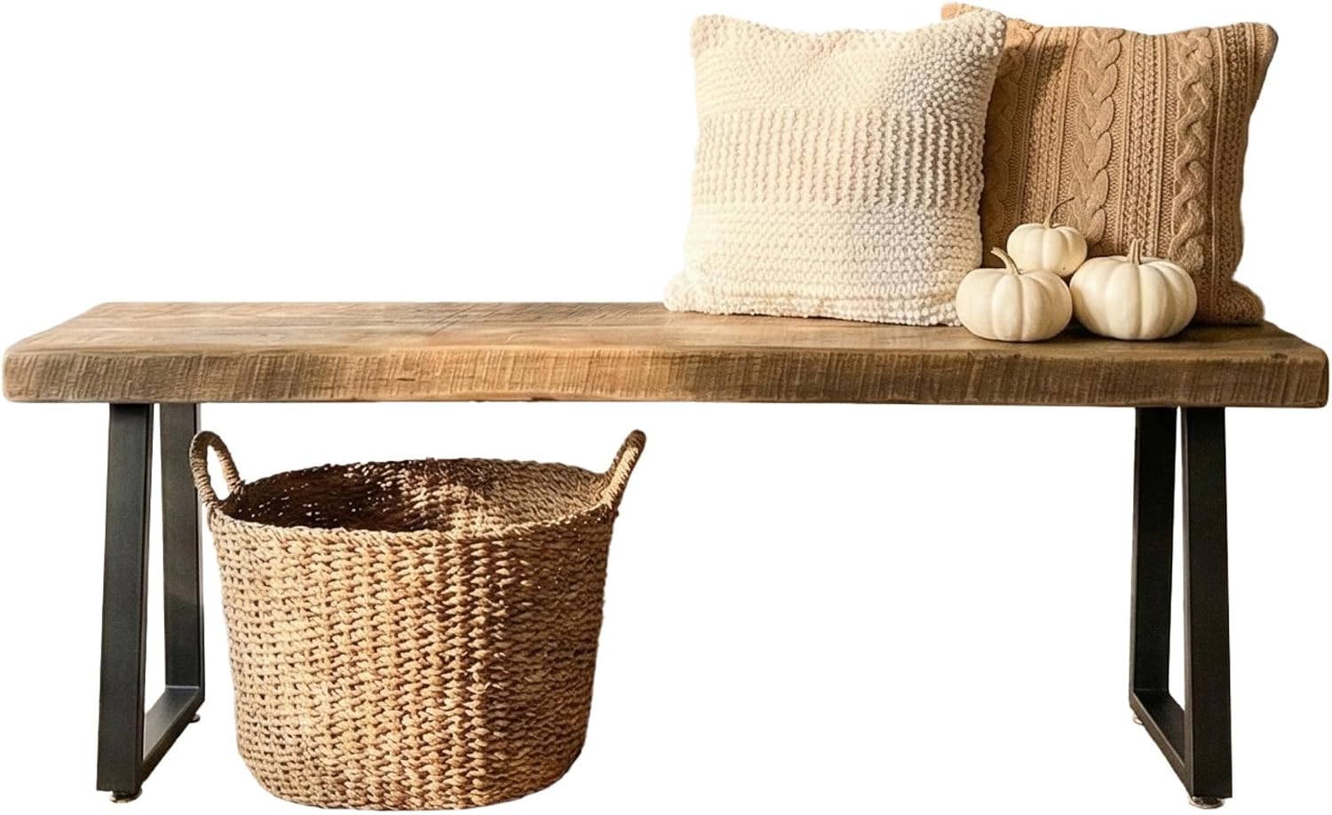Barnwood Bench With Sturdy Metal Base