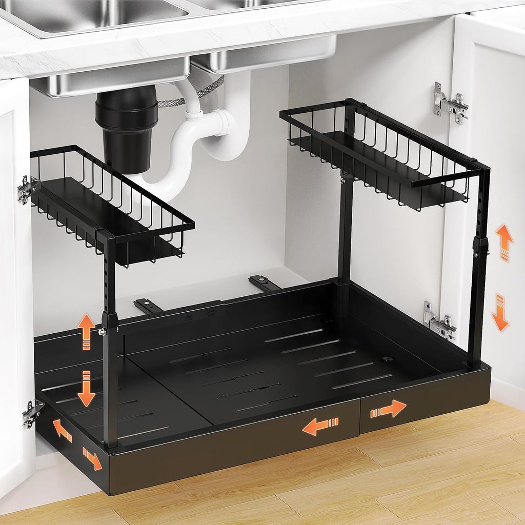 Expandable 2-Tier Sink Storage Shelf