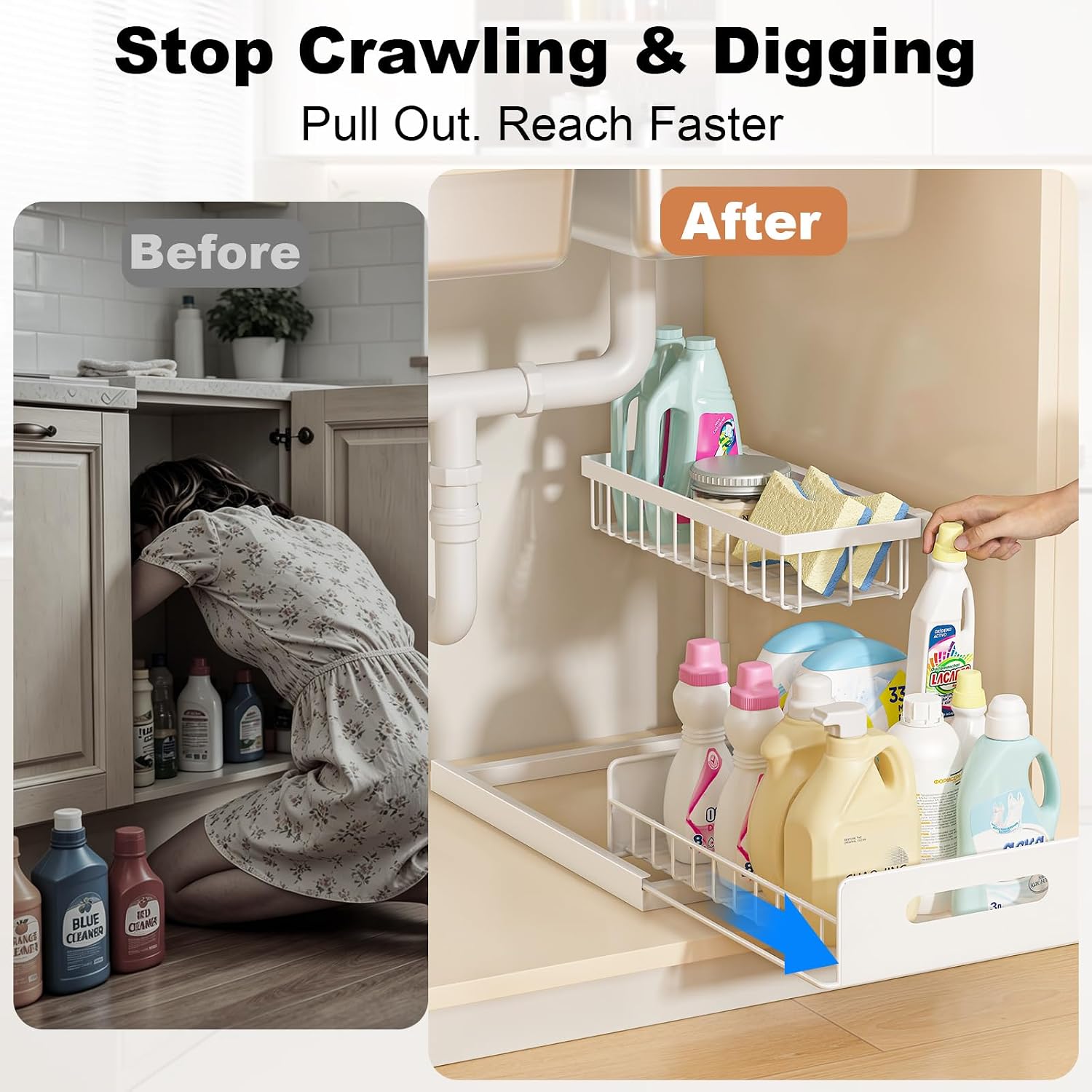 L Shaped Two Tier Sink Storage Rack