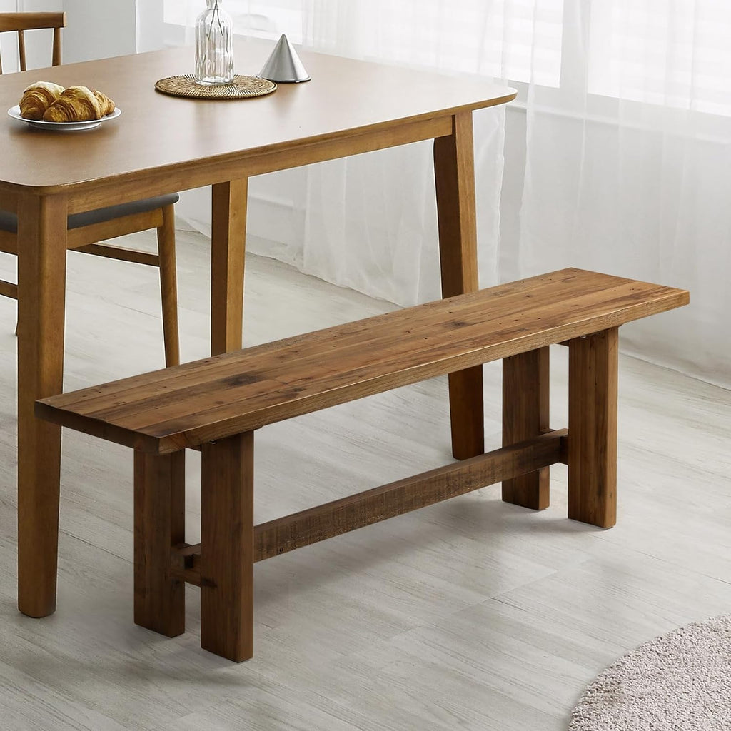 Rustic Solid Wood Farmhouse Entry Bench