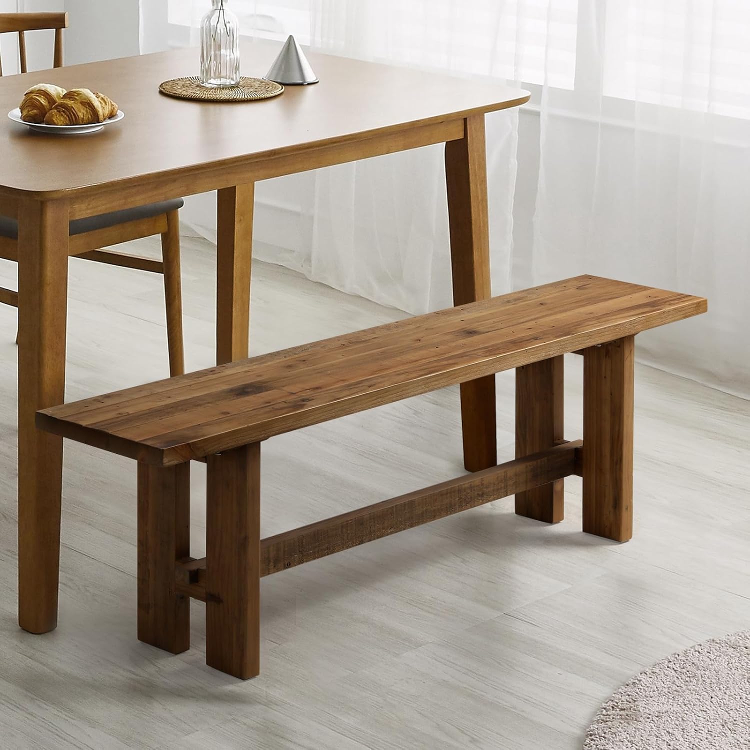 Rustic Solid Wood Farmhouse Entry Bench