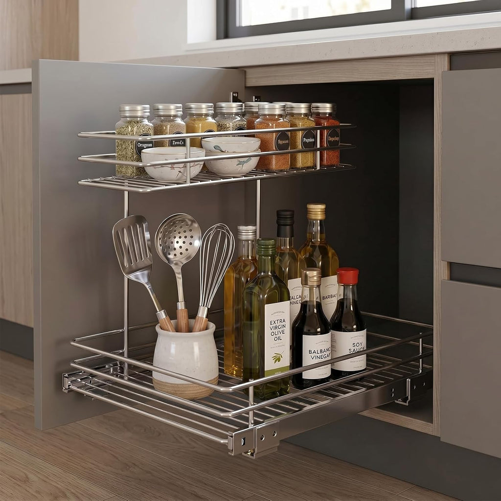 Two Tier Sliding Sink Storage Rack