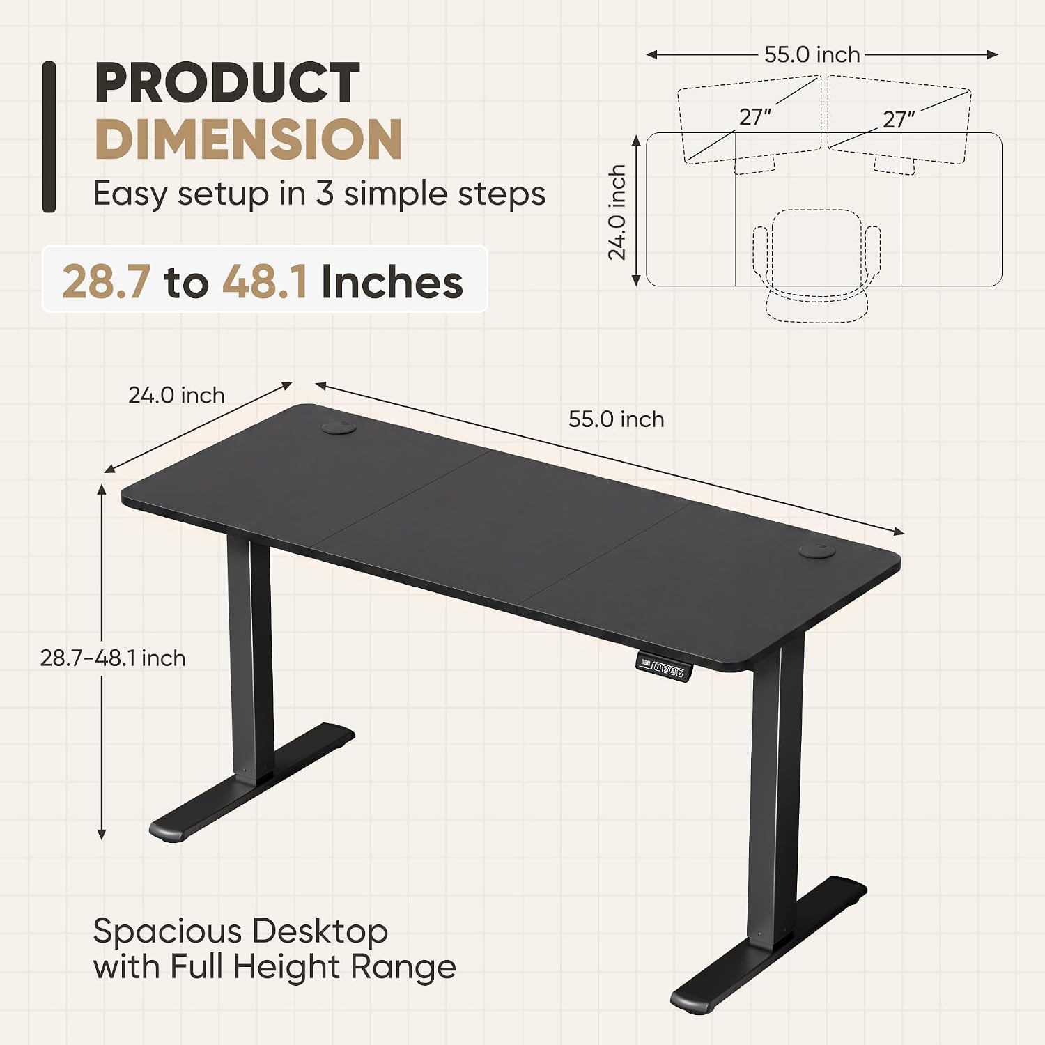 Electric Memory Adjustable Standing Desk