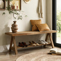 Wood Bench With Shoe Storage Shelf