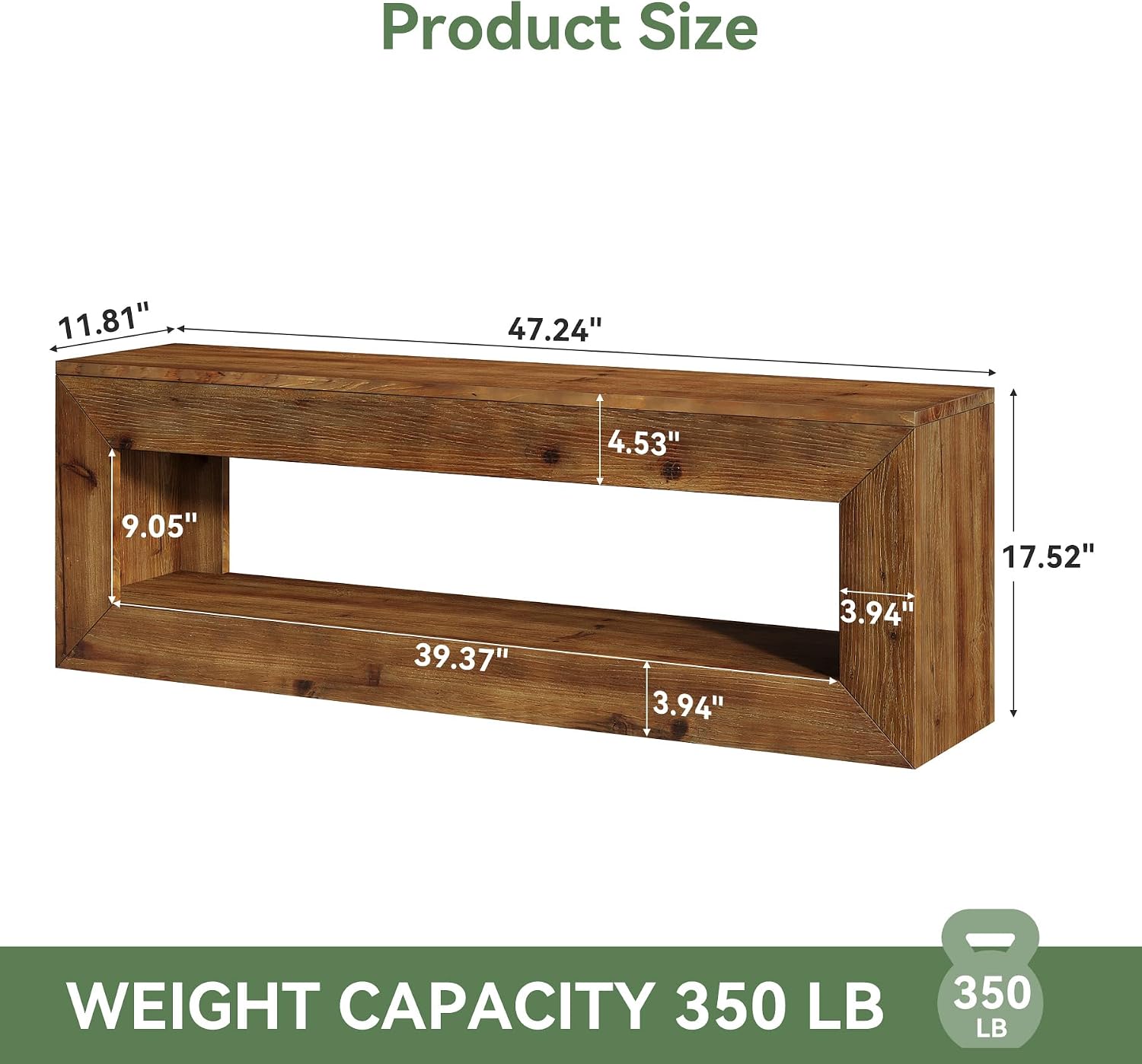 Rustic Wood Bench With Storage Shelf
