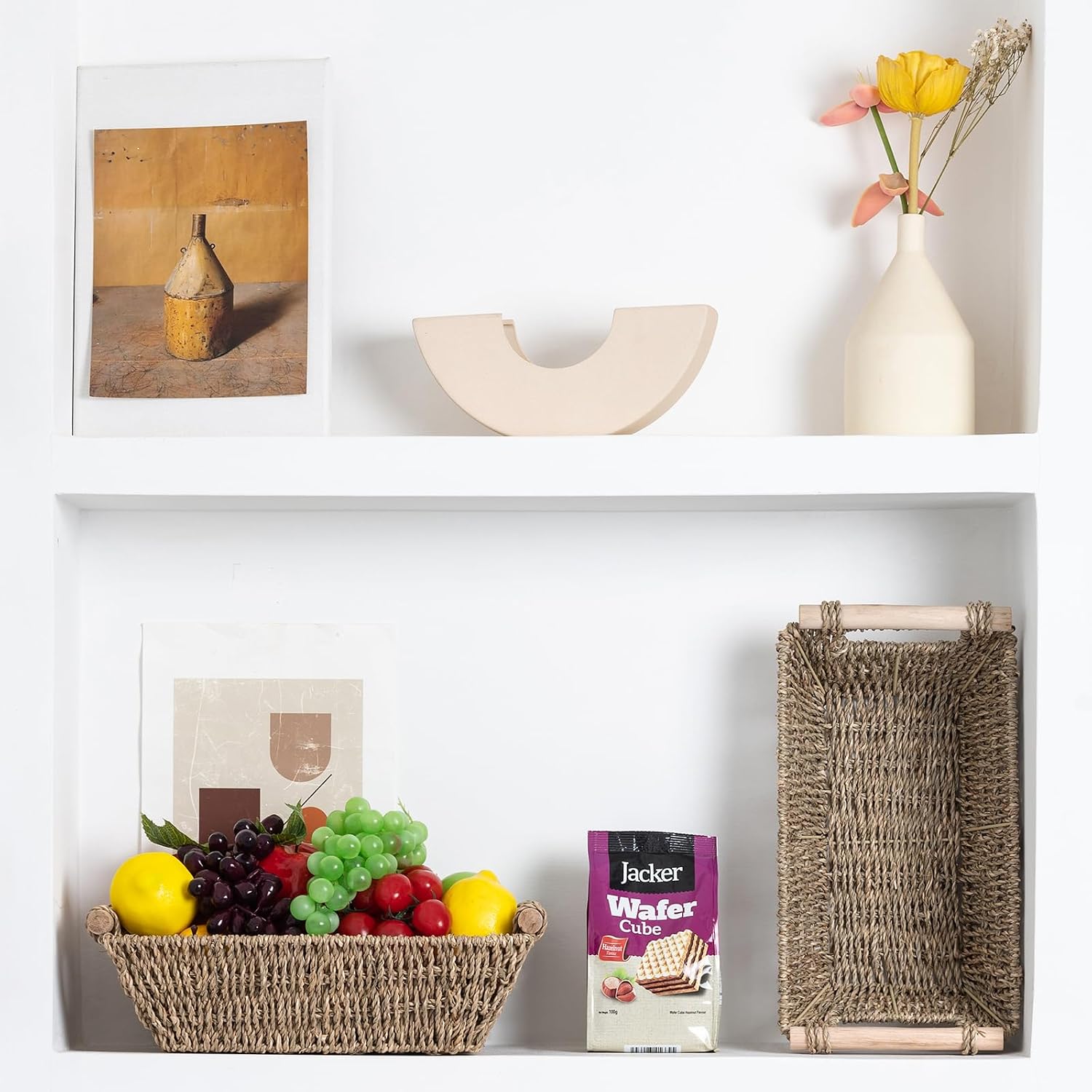 Four Small Rattan Storage Baskets
