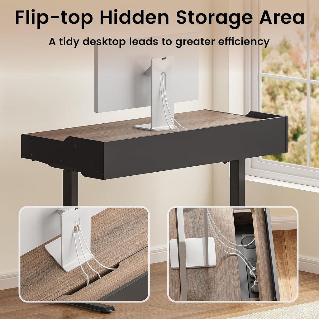Height Adjustable Desk With Drawer Storage