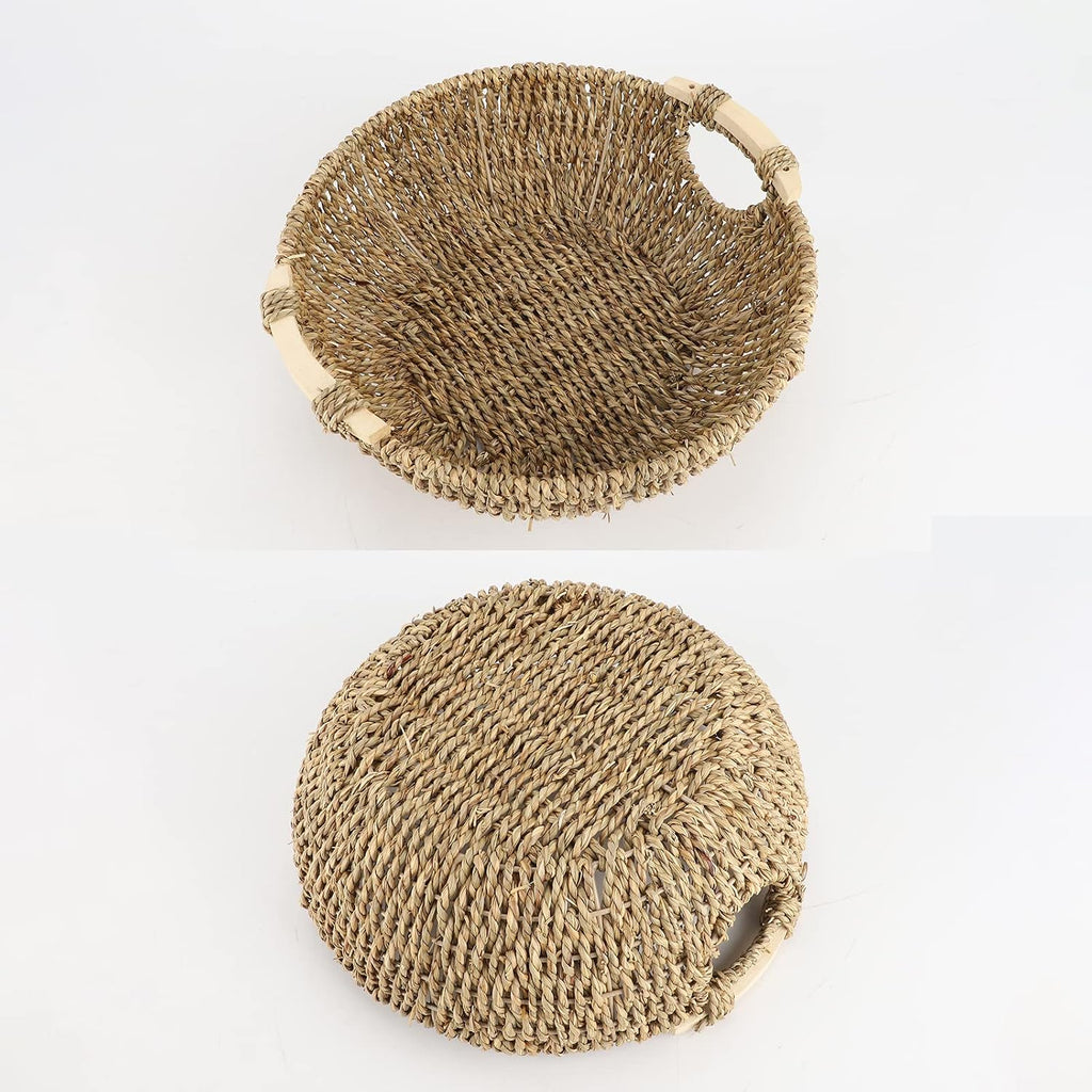 Round Handwoven Seagrass Fruit Basket