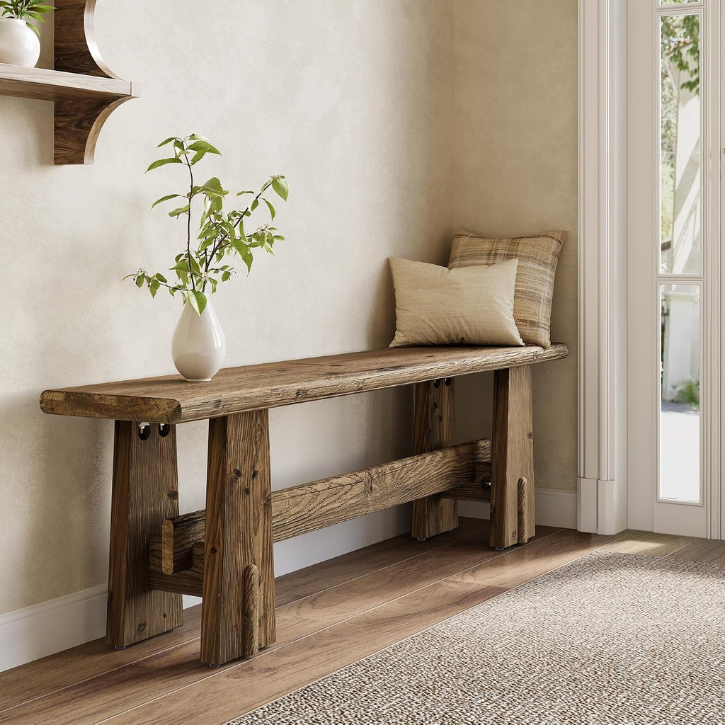 Retro Rustic Solid Wood Long Bench