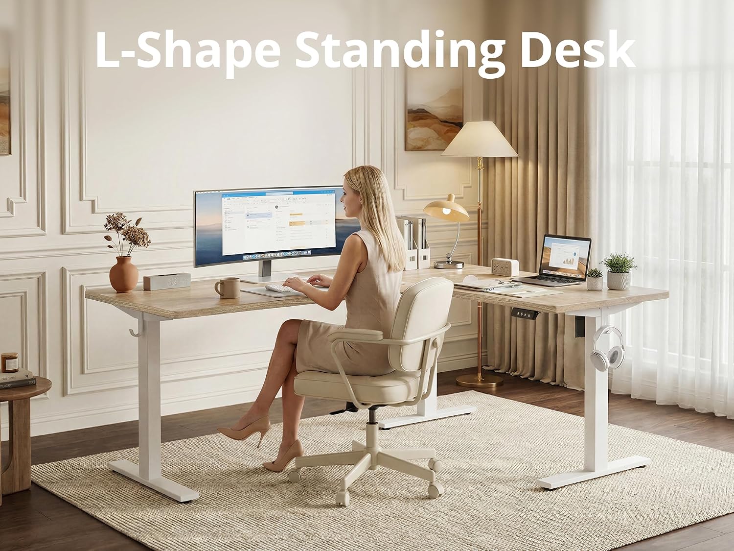 Electric L Shaped Adjustable Desk