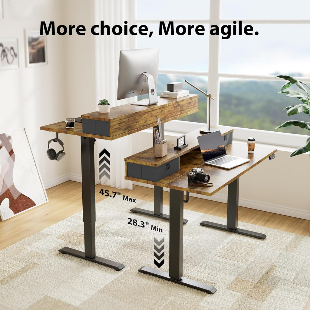 Electric Standing Desk With Storage Drawers