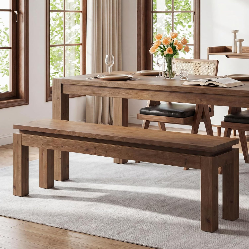 Solid Wood Farmhouse Long Entry Bench
