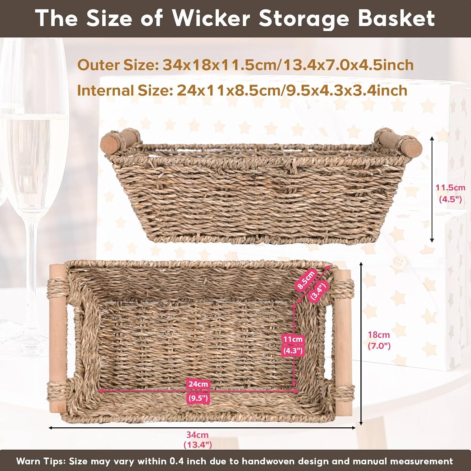 Four Small Rattan Storage Baskets