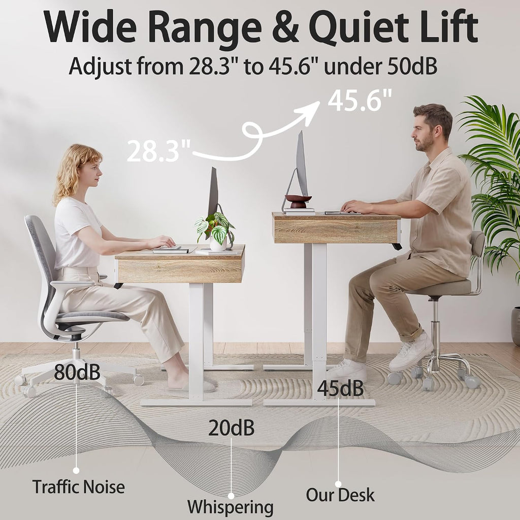 Electric Desk With Three Storage Drawers