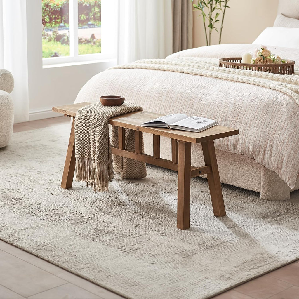 Handcrafted Rustic Solid Wood Bench