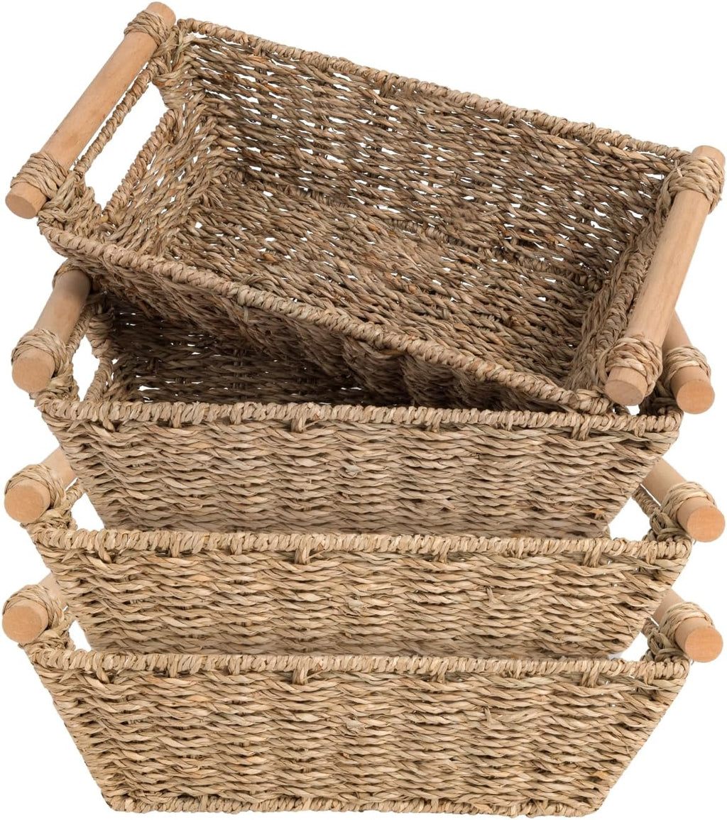 Four Small Rattan Storage Baskets