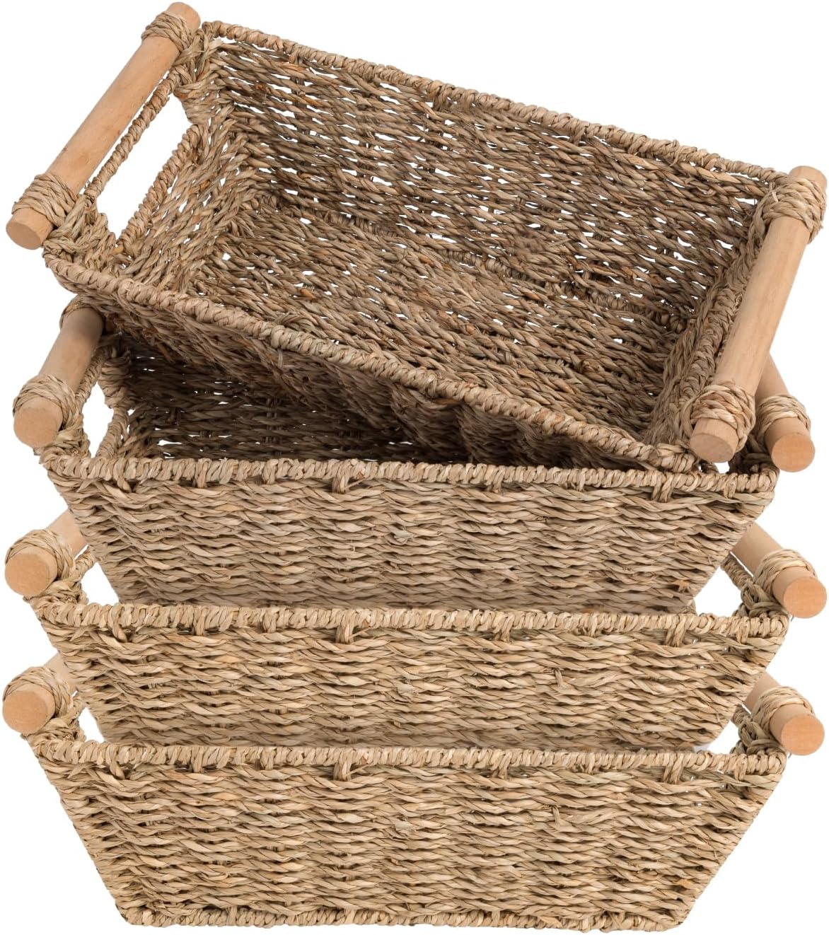 Four Small Rattan Storage Baskets