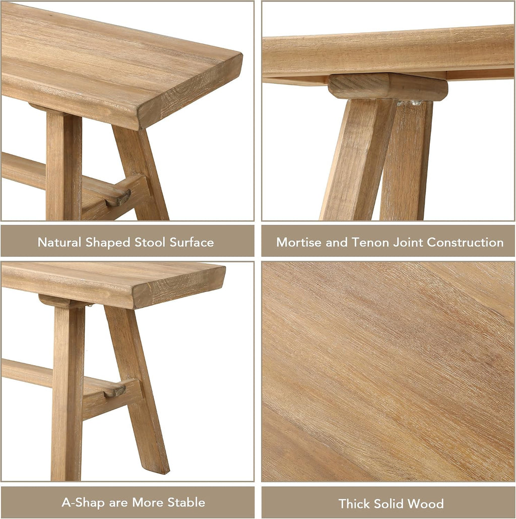 Solid Wood Rustic Farmhouse Bench