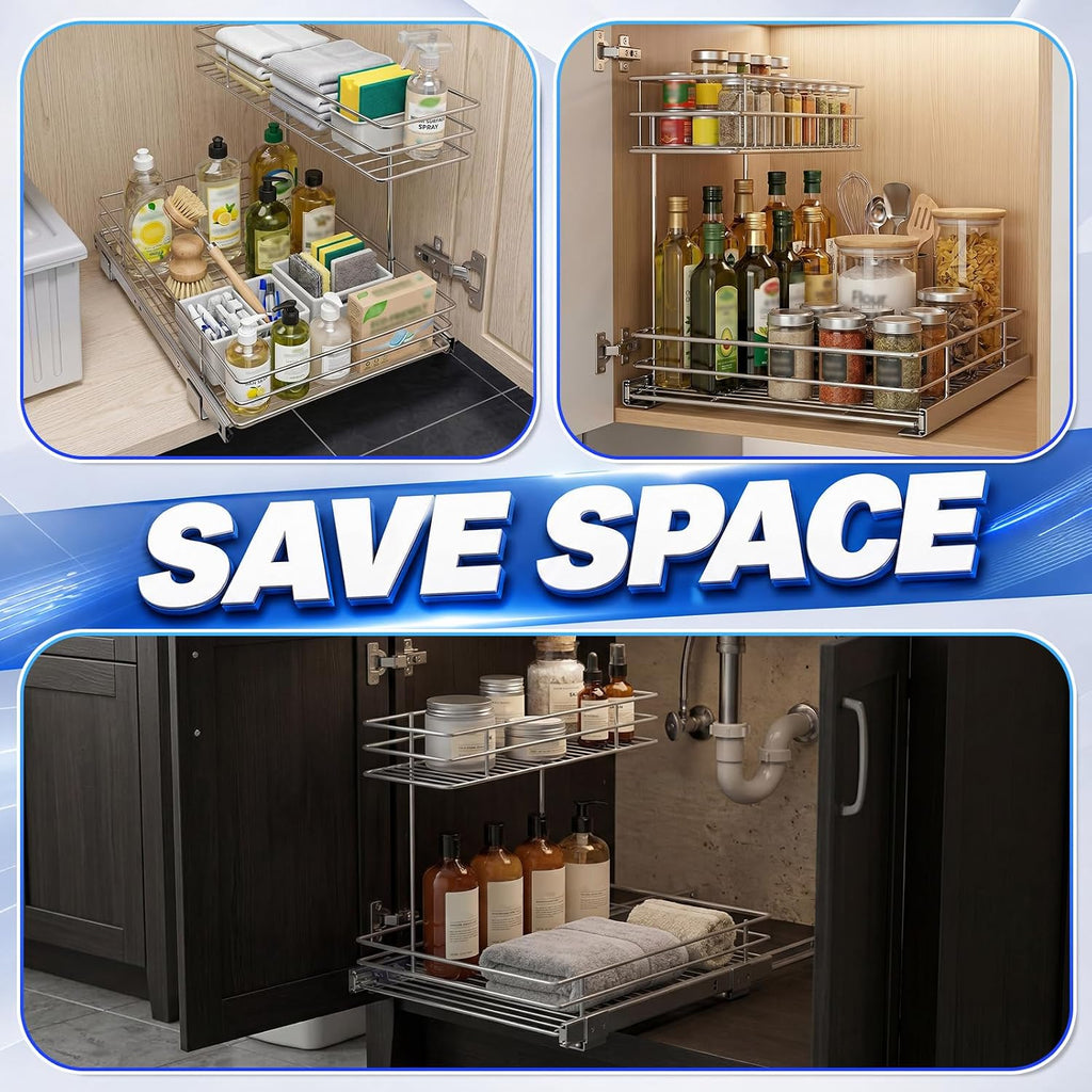 Two Tier Sliding Sink Storage Rack
