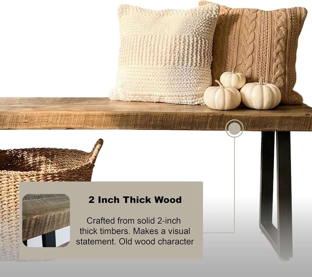 Barnwood Bench With Sturdy Metal Base