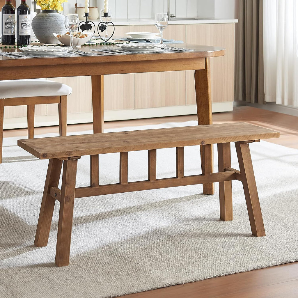 Handcrafted Rustic Solid Wood Bench