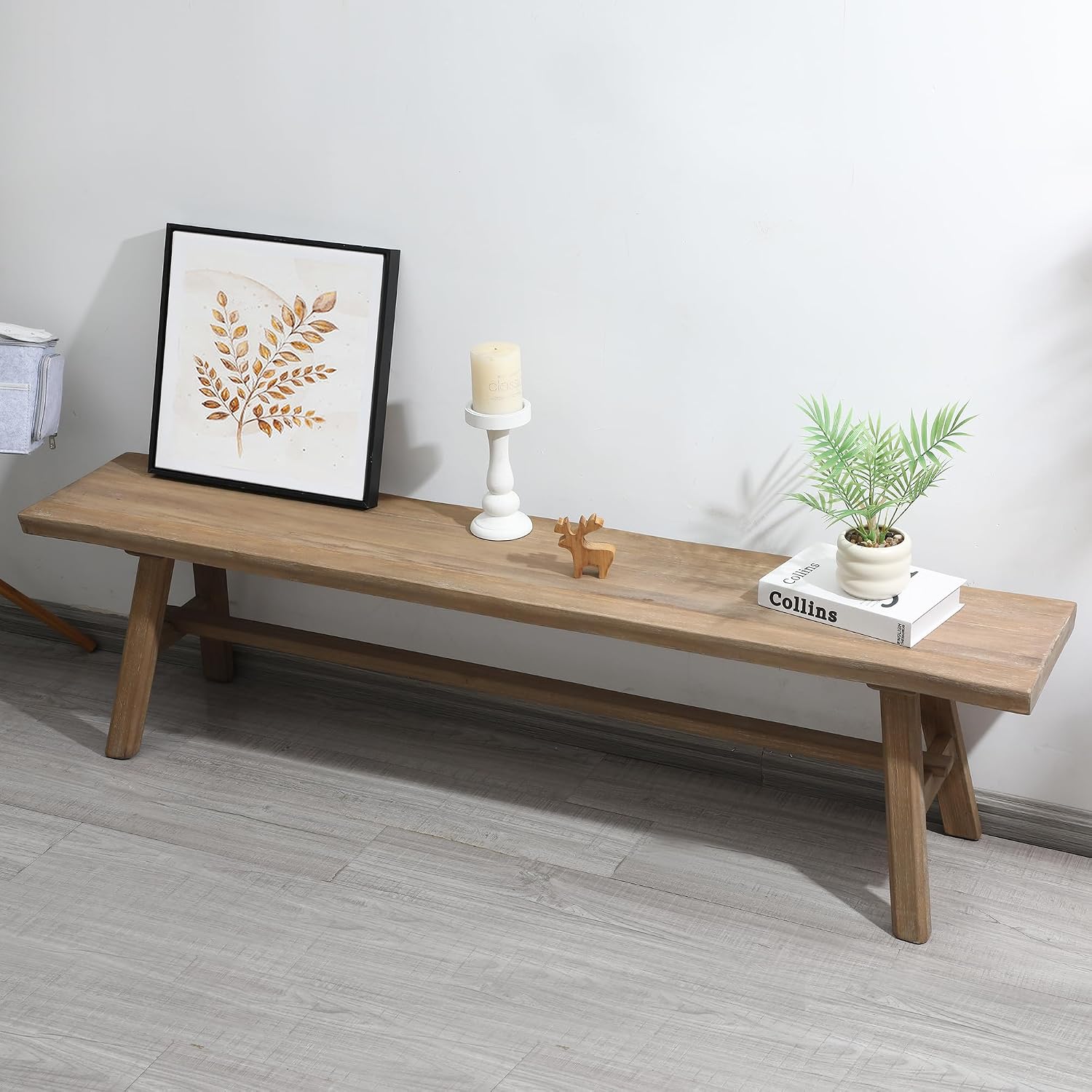 Solid Wood Rustic Farmhouse Bench