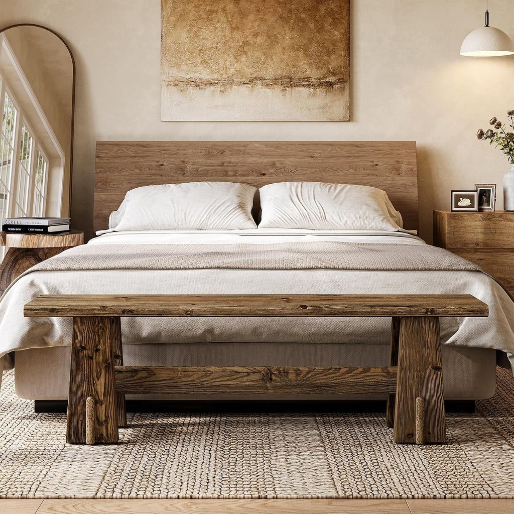 Retro Rustic Solid Wood Long Bench