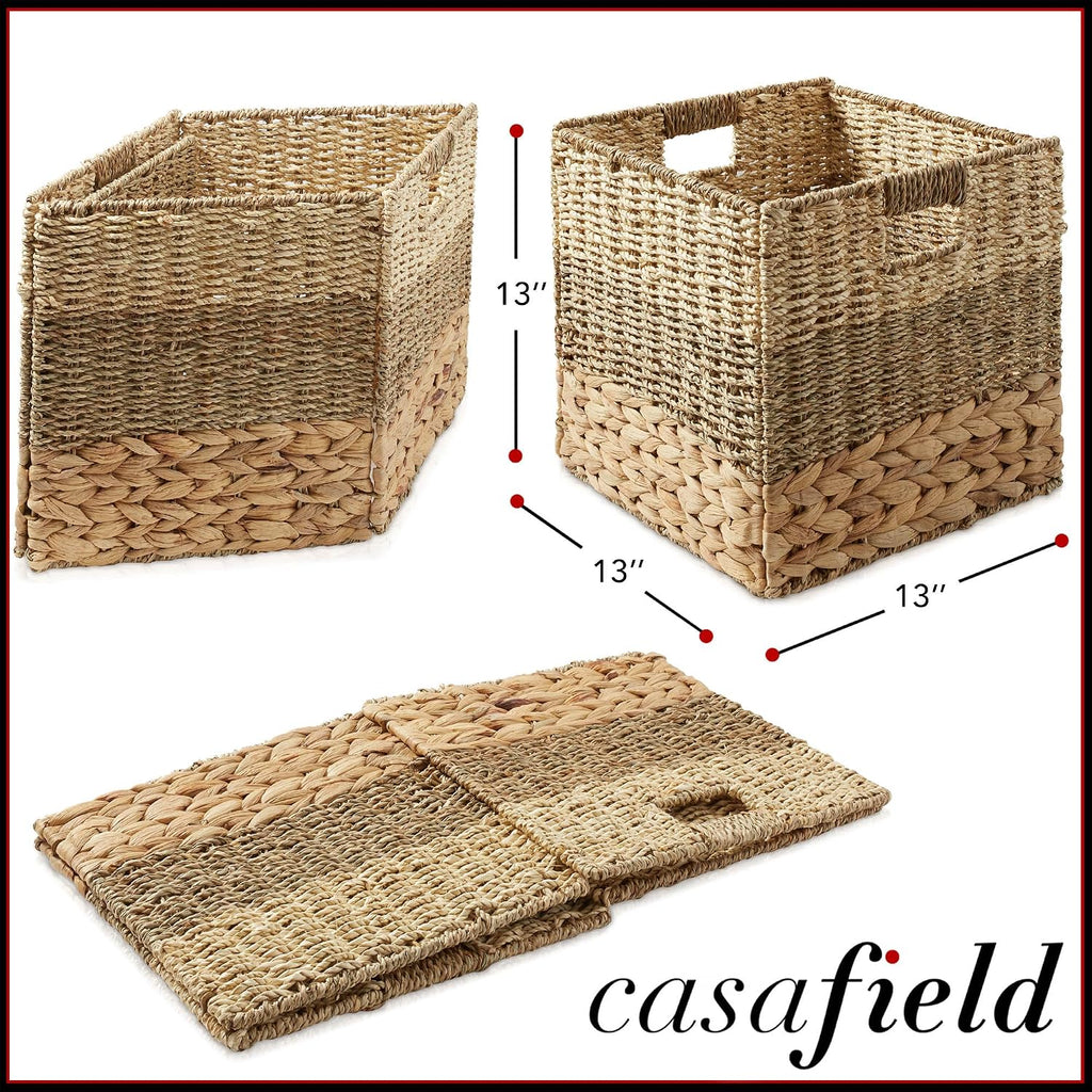 6 Pack Woven Seagrass Cube Storage Bins
