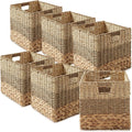 6 Pack Woven Seagrass Cube Storage Bins